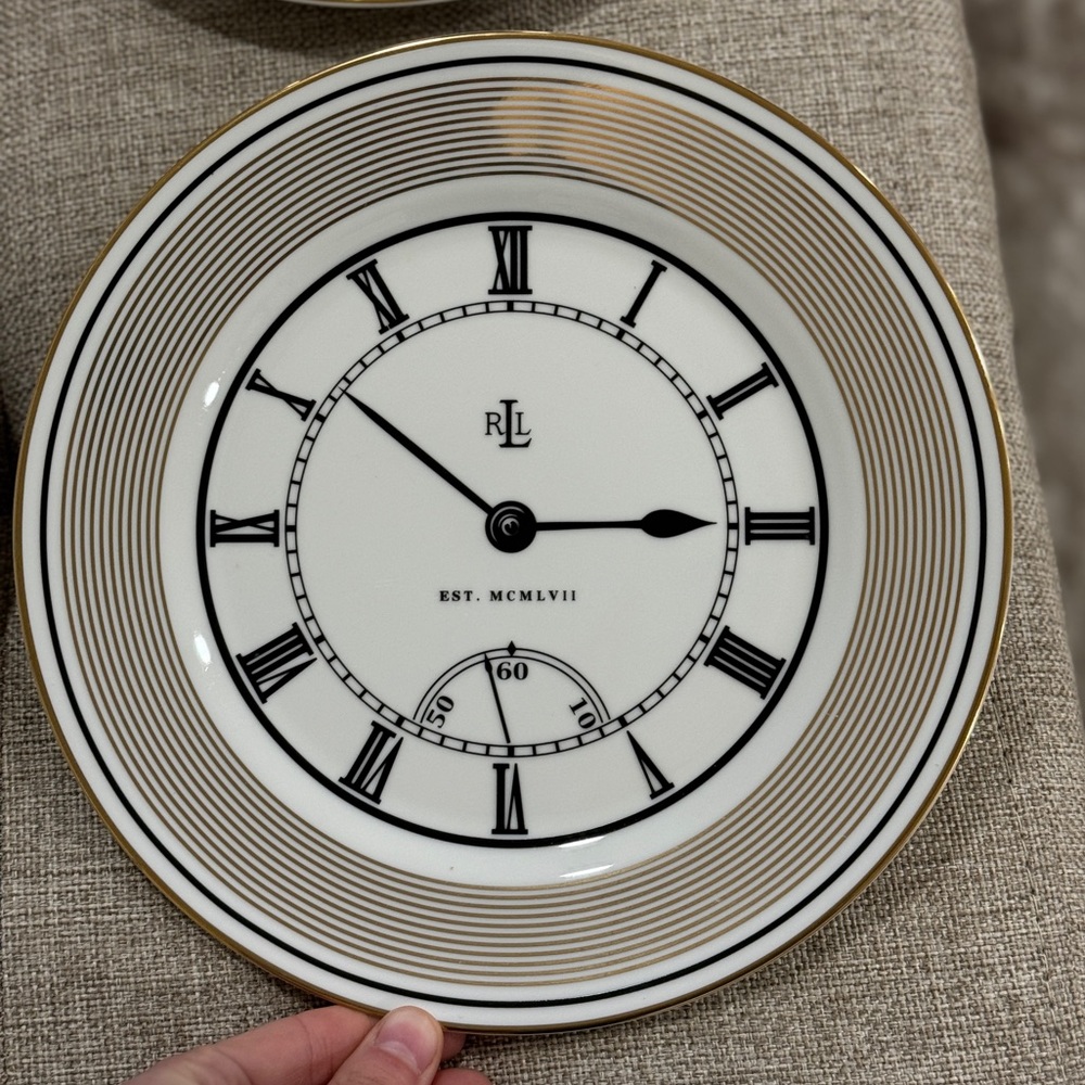 Ralph Lauren Wedgwood Pocketwatch - 3:50pm Clock Collection Bone China Plate